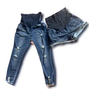 Maternity denim skinny Jean and shorts bundle